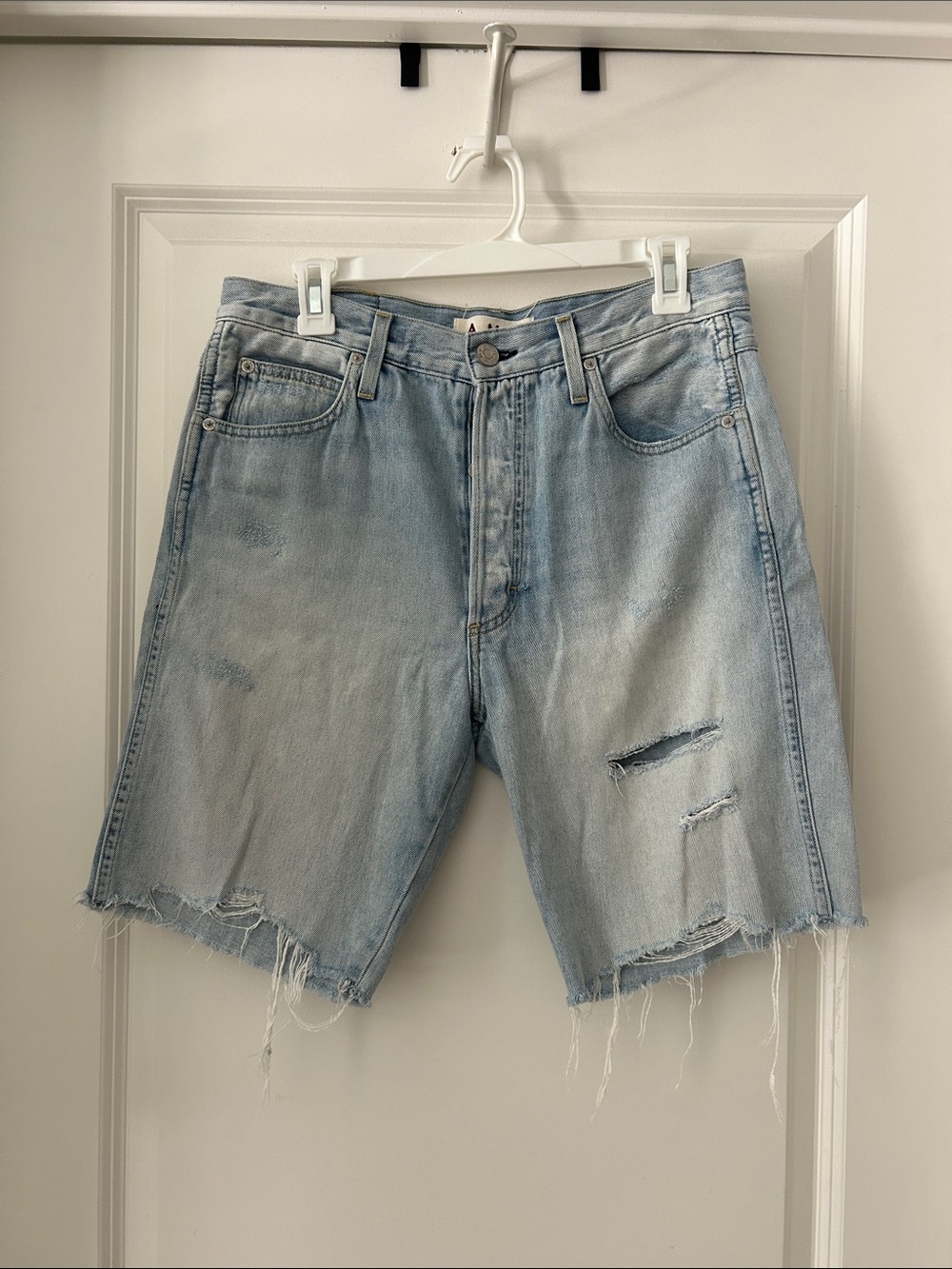 Amo Long Loverboy Cut-offs Light Blue Distressed Shorts